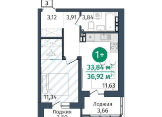 Продам 1-комнатную квартиру, 33.8 м2, деревня Дударева