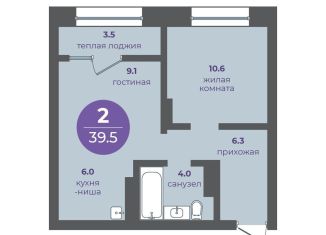 Продажа 2-комнатной квартиры, 39.5 м2, Красноярский край, улица Кутузова, 1