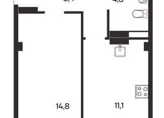 Продам 1-комнатную квартиру, 47.9 м2, Бахчисарай