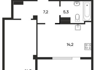 1-комнатная квартира на продажу, 48.5 м2, Бахчисарай