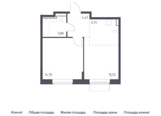 2-ком. квартира на продажу, 39.6 м2, Москва, жилой комплекс Квартал Домашний, 1, станция Курьяново