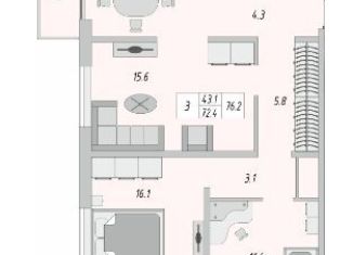 Продажа 3-комнатной квартиры, 76 м2, Оренбург, ЖК Акварель