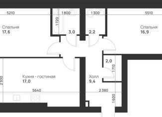 Продажа двухкомнатной квартиры, 71.3 м2, деревня Нижняя Китаевка