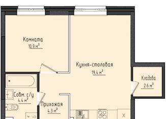 1-ком. квартира на продажу, 41.6 м2, село Первомайский