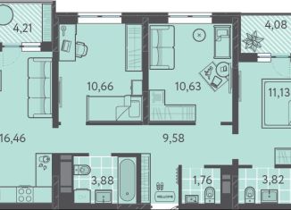 Продается 3-комнатная квартира, 72.1 м2, Краснодар