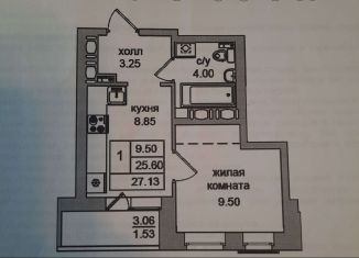 1-ком. квартира на продажу, 26 м2, посёлок Парголово, Толубеевский проезд, 36к2, ЖК Северная Долина