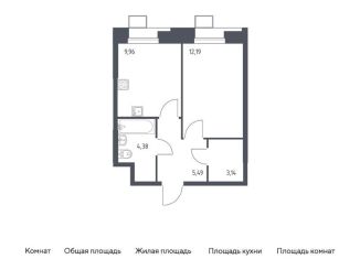 Продам 1-комнатную квартиру, 34.5 м2, поселение Мосрентген, многофункциональный комплекс Тропарево Парк, к2.2