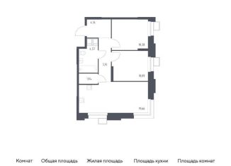2-комнатная квартира на продажу, 55.7 м2, поселение Мосрентген, многофункциональный комплекс Тропарево Парк, к2.2