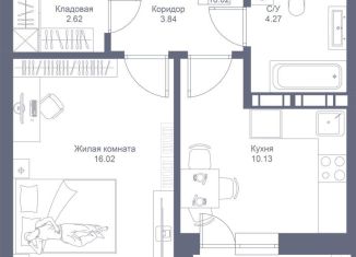 Продается 1-комнатная квартира, 38.3 м2, Татарстан