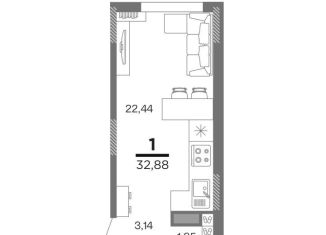 Продаю 1-комнатную квартиру, 32.9 м2, Рязань