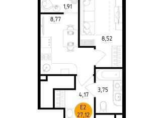 Продам 1-ком. квартиру, 27.1 м2, Рязань