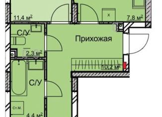 2-комнатная квартира на продажу, 60.4 м2, Нижний Новгород, микрорайон Станкозавод