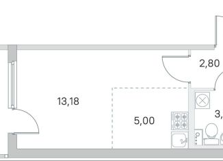 Продам квартиру студию, 26.3 м2, посёлок Стрельна, ЖК Любоград