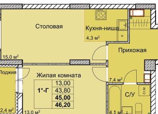 Продажа 1-ком. квартиры, 45 м2, Нижний Новгород