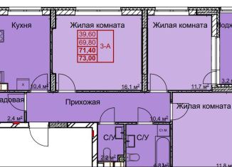 Продажа 3-ком. квартиры, 71.2 м2, Нижний Новгород, микрорайон Станкозавод