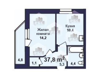 1-комнатная квартира на продажу, 37.8 м2, село Чигири, улица Воронкова, 9