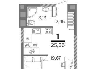 Продажа 1-комнатной квартиры, 25.3 м2, Рязанская область