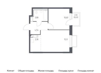 Однокомнатная квартира на продажу, 38.5 м2, посёлок Мирный, жилой комплекс Томилино Парк, к6.2