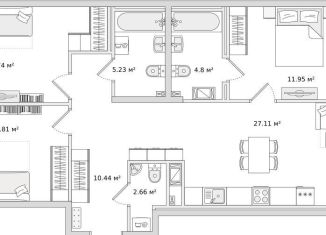 Продается 3-комнатная квартира, 94.4 м2, Санкт-Петербург, ЖК Чёрная Речка