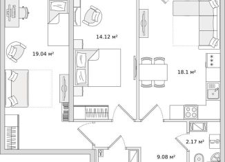 Продажа двухкомнатной квартиры, 68.7 м2, Санкт-Петербург, ЖК Чёрная Речка