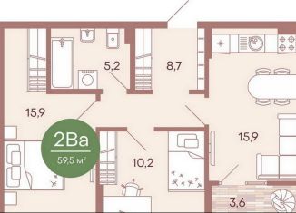Продажа 2-комнатной квартиры, 59.5 м2, Пенза, жилой комплекс Норвуд, с6