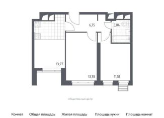 Продам однокомнатную квартиру, 49.9 м2, Московская область, жилой комплекс Спутник, к13