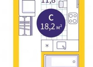 Продается квартира студия, 18.2 м2, Тюмень, Краснооктябрьская улица, 4Ак2, ЖК ДОК