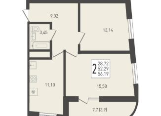 Продам 2-комнатную квартиру, 56.2 м2, Краснодарский край