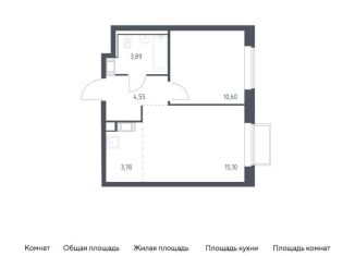 Продажа 1-комнатной квартиры, 37.9 м2, посёлок Мирный, жилой комплекс Томилино Парк, к6.1