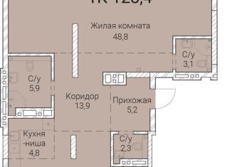 Продажа однокомнатной квартиры, 128.4 м2, Новосибирск, Овражная улица, 2А, Заельцовский район