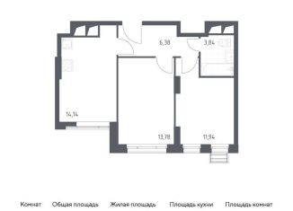 2-комнатная квартира на продажу, 50.1 м2, Московская область, жилой комплекс Спутник, к15