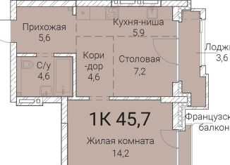 1-ком. квартира на продажу, 45.7 м2, Новосибирск, Овражная улица, 2А, метро Сибирская