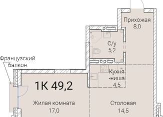 Продам 1-комнатную квартиру, 49.2 м2, Новосибирск, Овражная улица, 2А