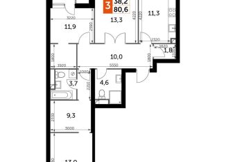 Продается 3-ком. квартира, 80.6 м2, Москва, метро Тушинская