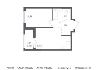 Продается 1-комнатная квартира, 35.8 м2, деревня Новосаратовка
