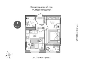 Продается 1-комнатная квартира, 42.2 м2, Ижевск, Октябрьский район