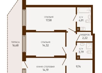 Продается двухкомнатная квартира, 83.4 м2, Екатеринбург