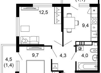Продам 2-комнатную квартиру, 42.4 м2, Сочи