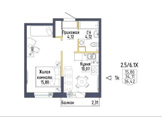 Продается 1-комнатная квартира, 37.8 м2, Екатеринбург, ЖК Зеленая Горка, Тюльпановая улица, 11