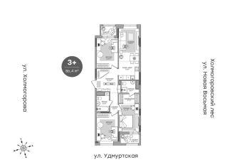 Продам 3-комнатную квартиру, 83.3 м2, Удмуртия, Центральная площадь