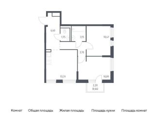 Продается 2-ком. квартира, 50.5 м2, деревня Новосаратовка