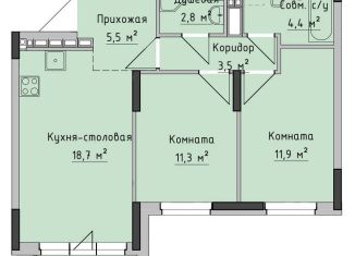 Продам 2-комнатную квартиру, 58.2 м2, Ижевск, ЖК Холмогоровский