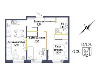 Продается двухкомнатная квартира, 34.7 м2, Екатеринбург, ЖК Зеленая Горка, Тюльпановая улица, 11