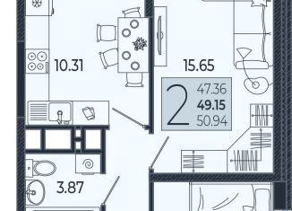 Продам двухкомнатную квартиру, 49.2 м2, Краснодар, Адмиралтейский бульвар, 1, микрорайон Россинского