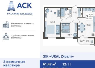 Продаю двухкомнатную квартиру, 61.5 м2, Краснодар, микрорайон КСК