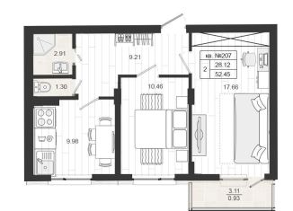 Продаю 2-комнатную квартиру, 52.5 м2, деревня Малое Верево, улица Кутышева, 9к2