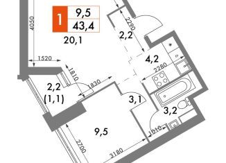 Продам 1-комнатную квартиру, 43.4 м2, Москва, улица Академика Волгина, 2с3, ЖК Архитектор