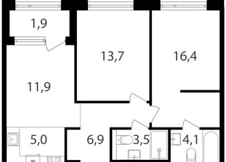 Продам двухкомнатную квартиру, 63.4 м2, Москва, жилой комплекс Петровский Парк 2, к1