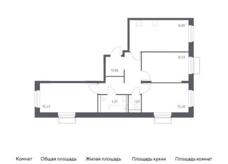 Трехкомнатная квартира на продажу, 76.1 м2, Московская область, жилой комплекс Квартал Строгино, к2