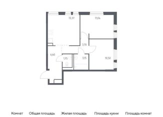 Продам двухкомнатную квартиру, 50.1 м2, деревня Новосаратовка